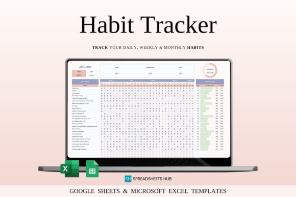 Download Habit Tracker for Google Sheets | Excel - Habit tracker Collection