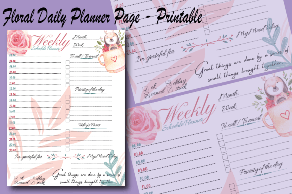 Download Floral Daily Planner Page - Printable - Daily planner page Collection