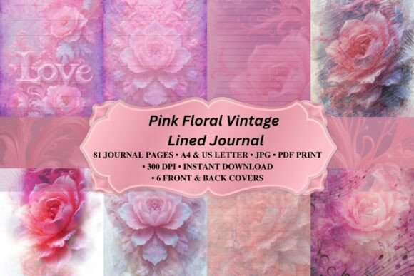 Download Pink Floral Lined Journal - Premium Bundle